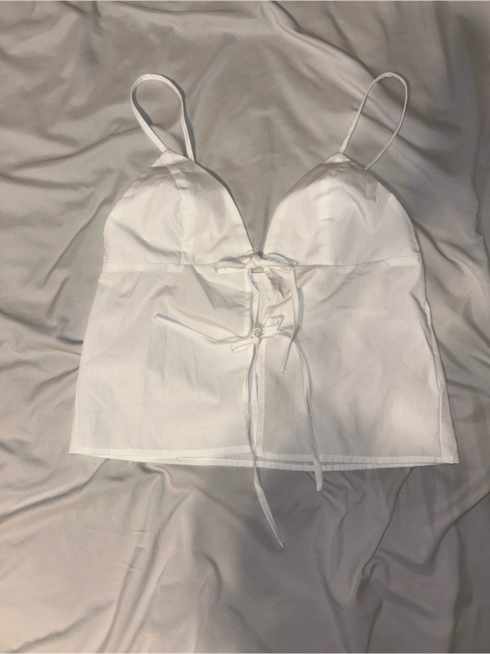 SHEIN White Tie-Front Spaghetti Strap Top